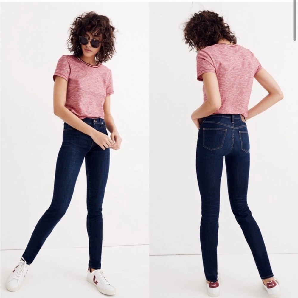 Madewell 9" high mid rise skinny jeans larkspur wash tencel dark denim Sz 25‎